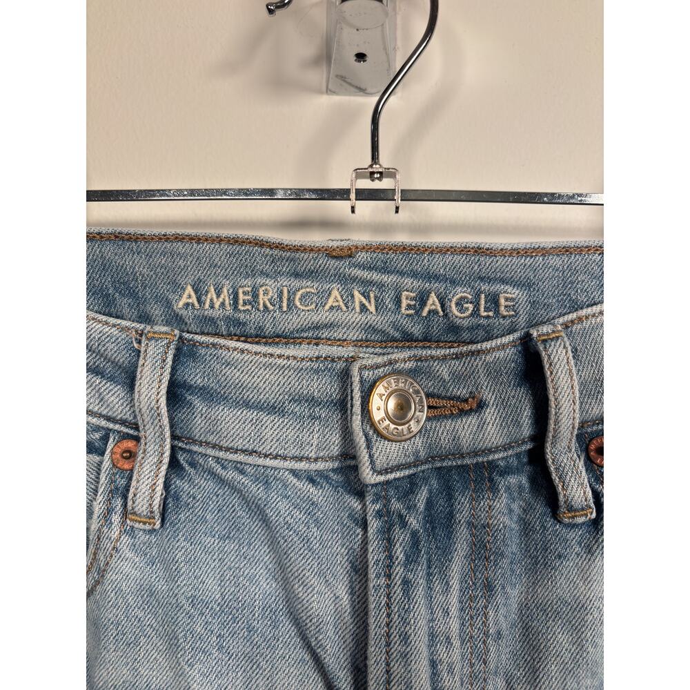 American Eagle Jeans Womens 10 Blue Strigid High Rise Baggy Straight Distressed - Picture 3 of 6